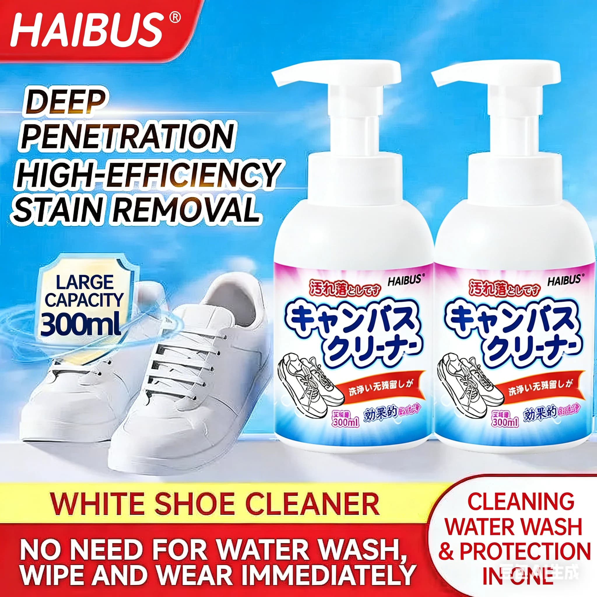 Detergente bianco per scarpe, spazzola per scarpe, pulitore per scarpe, rimuovi macchie, sbiancante, anti-ingiallimento, schiuma detergente senza risciacquo per scarpe