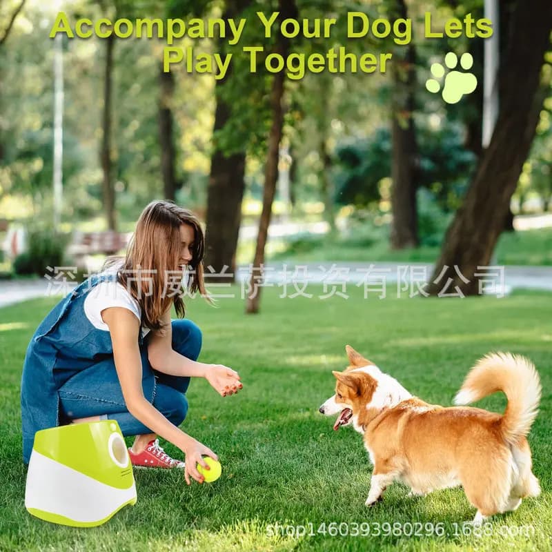 Automatic Ball Launcher Pet Outdoor Toy Tennis Ball Thrower Dog Fetch Machine Interactive Puppy Training Exercise Game Device