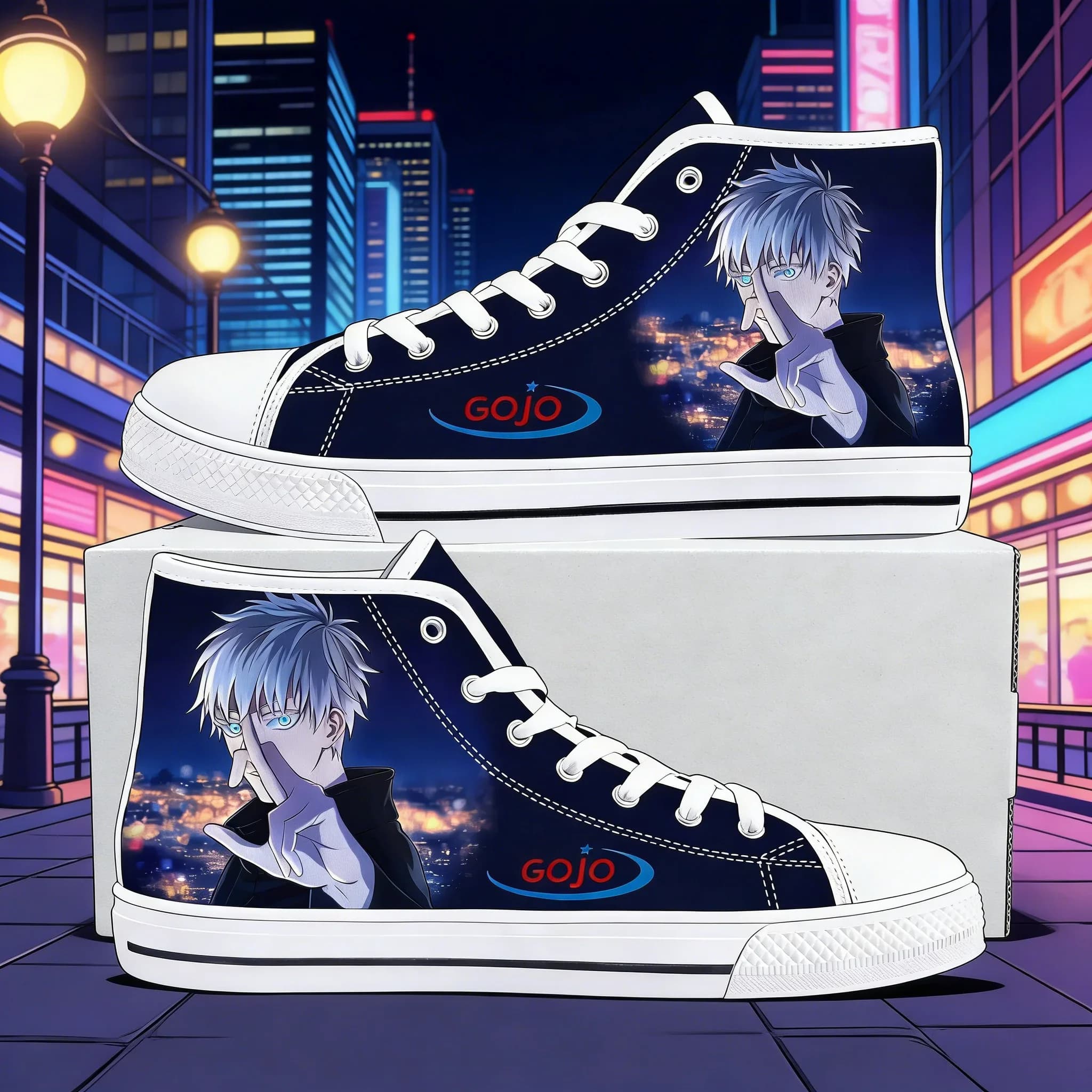 Adult High Quality Custom Made Satoru Gojo High Top Canvas Sneakers for Mens Womens Teenager Casual Fashion Patterns
