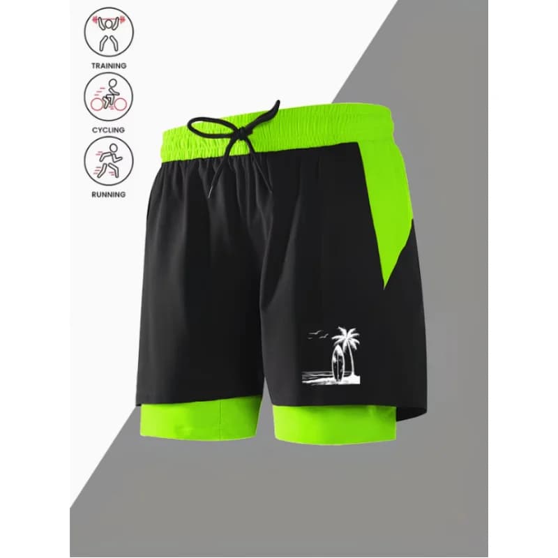 Men'S Quick-Dry Swimming Beach Shorts With Drawstring Waist Inner Lining Machine Washable Polyester Fiber Dual Side Pockets