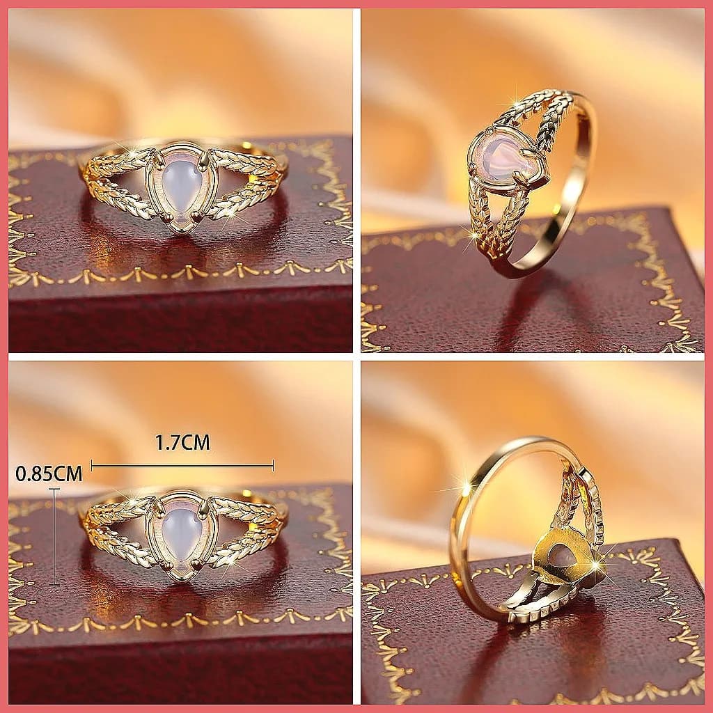 Anello Trendy in Oro con Motivo a Spiga di Grano, Design Semplice ed Elegante