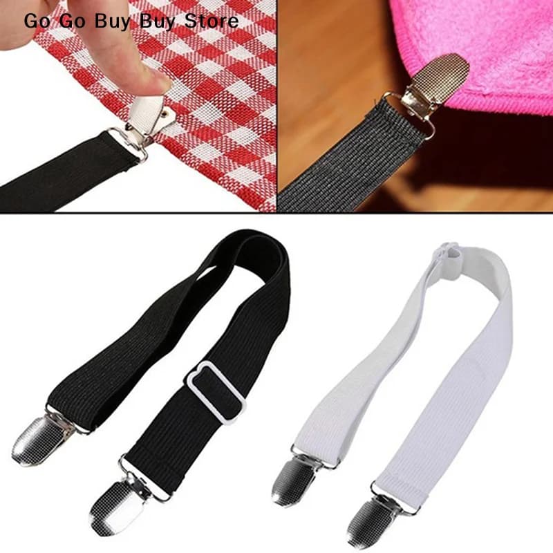 2 Pezzi Fissatori Regolabili per Lenzuola, Cinghie Elastiche per Coprimaterasso, Clip di Fissaggio Angolare, Ganci e Chiusure a Strappo