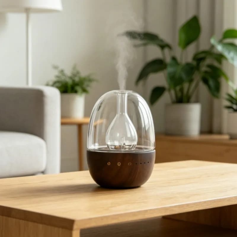 Wood Grain Aroma Diffuser with 7 Colors LED Light 2-Fluid Atomizer Pure Oil Silent Electric Aromatherapy for Home Bedroom Office