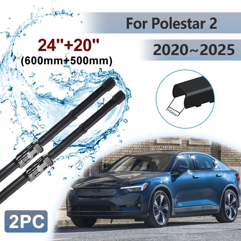 Spazzole tergicristallo anteriori 24"+20" per Polestar 2 2020 2021 2022 2023 2024 2025 - Accessori auto per la pulizia del parabrezza