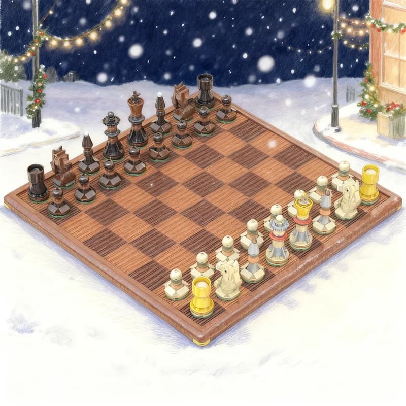 Set di Scacchi Staunton in Legno da 2177 Pezzi, Modello Cavaliere Tedesco, Blocchi da Costruzione, Giocattoli Creativi, Regalo di Natale per Bambini