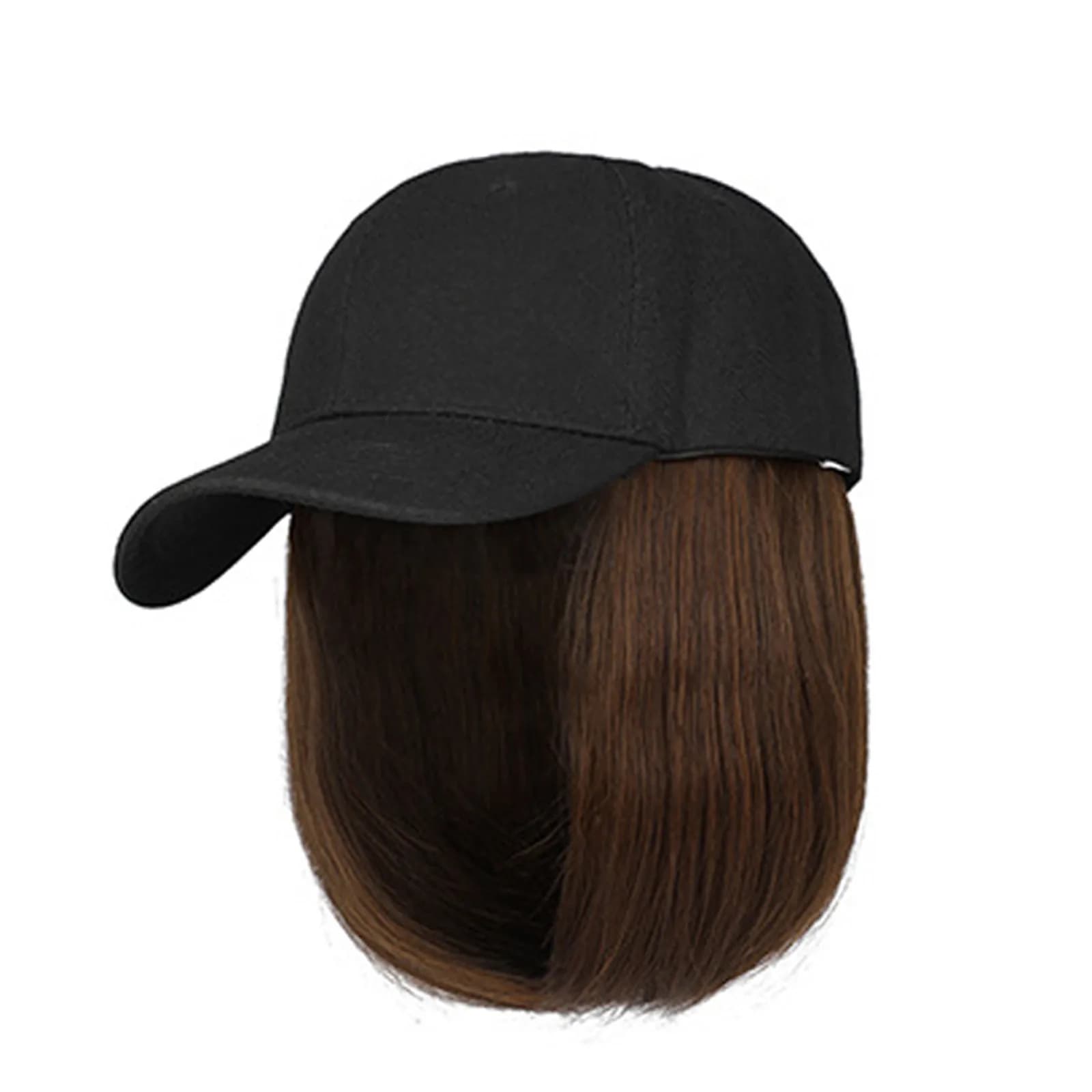 Parrucche sintetiche corte diritte Cappello Parrucca da donna Cappello Parrucca per capelli Berretto Hip Hop per donna Parrucca da baseball dritta Bob Cofano Parrucche punk