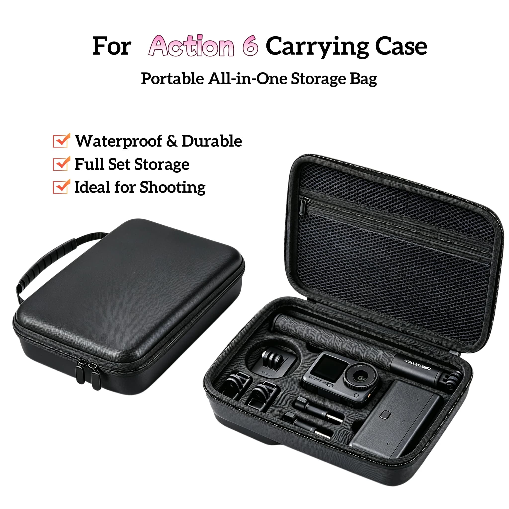 Carry Case For DJI Osmo Action 6 Hard Storage Box Waterproof Shockproof EVA Protective Bag Full Set Camera Accessories Organizer