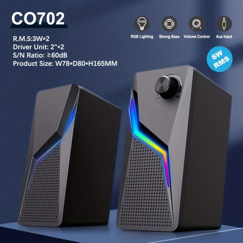 Altoparlanti da gioco per computer Scatola audio per PC Microfono stereo HIFI USB cablato con illuminazione LED RGB Altoparlante per bassi forti 2.0