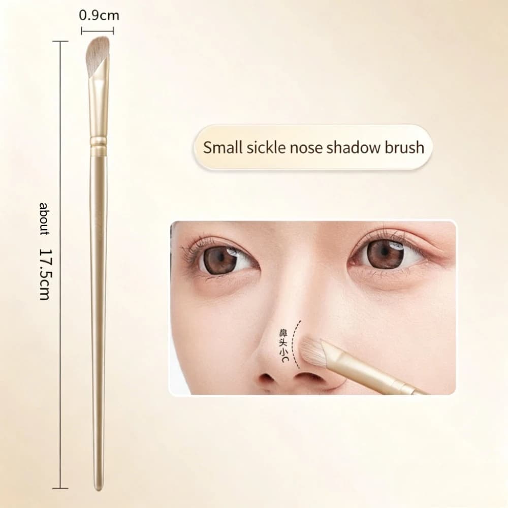 Sickle Shape Nose Shadow Brush Set, 3pcs Soft Synthetic Bristles Angled Contour Brush for Nose Highlight & Shading,for Beginners