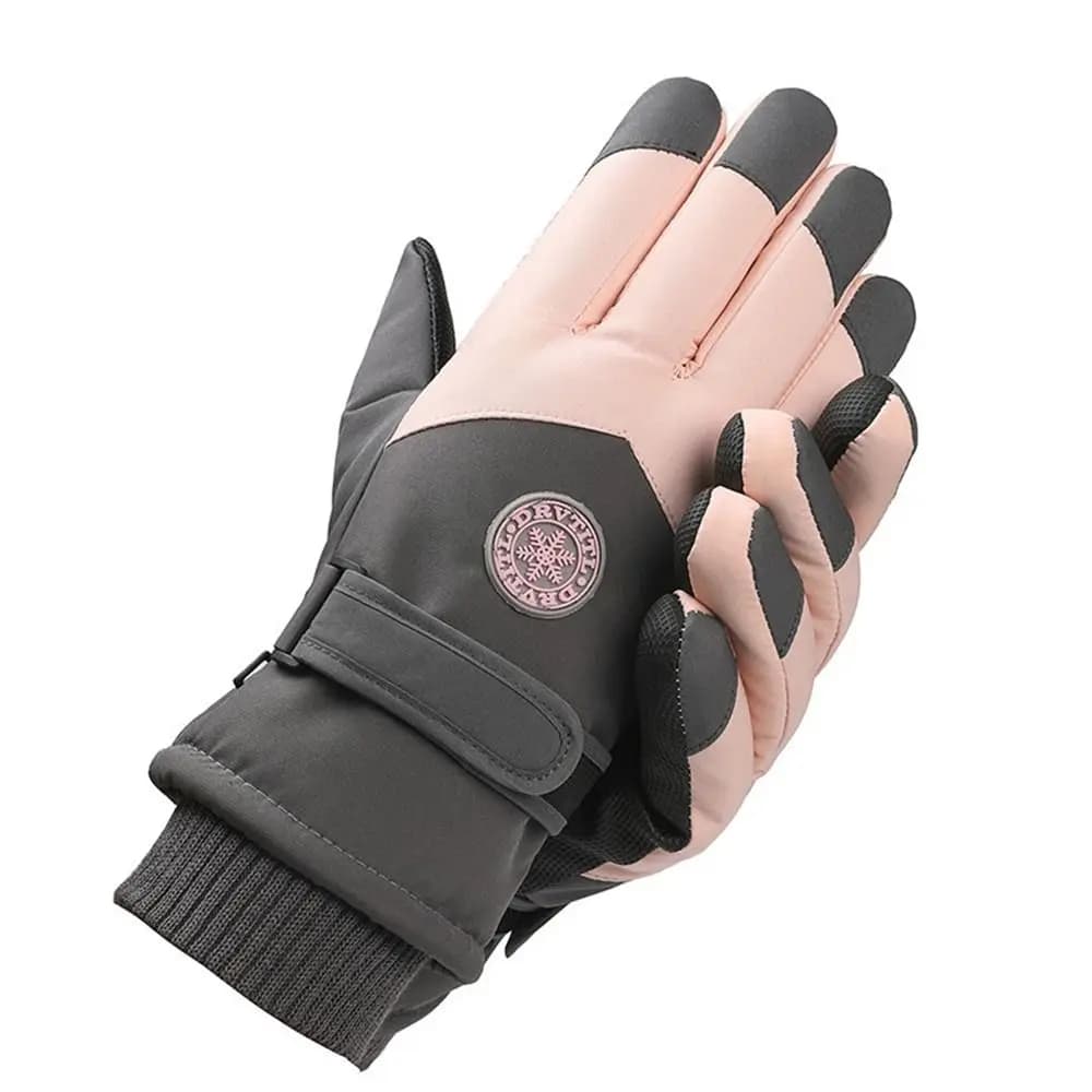 Guanti da ciclismo invernali in pelle PU Guanti touch screen con fodera in pile con dita intere Guanti antiscivolo impermeabili antiscivolo
