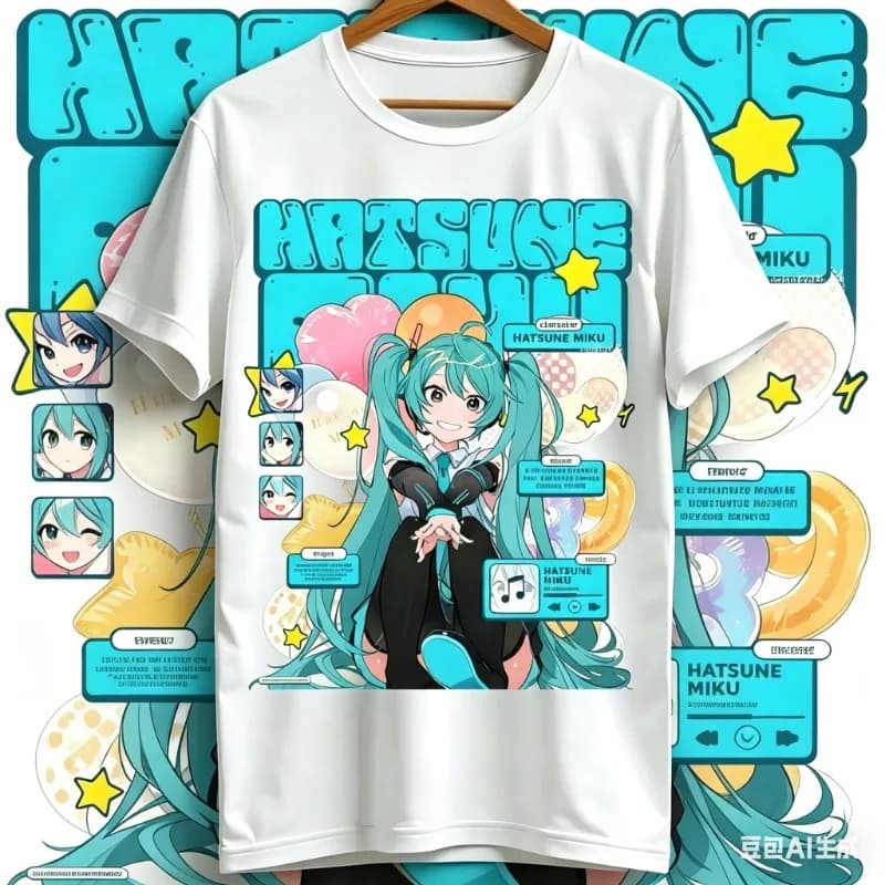 T-shirt Kawaii Miku 2026 - Maglietta Grafica Anime Vocaloid Carina a Maniche Corte Casual per Ragazze, Donne e Uomini