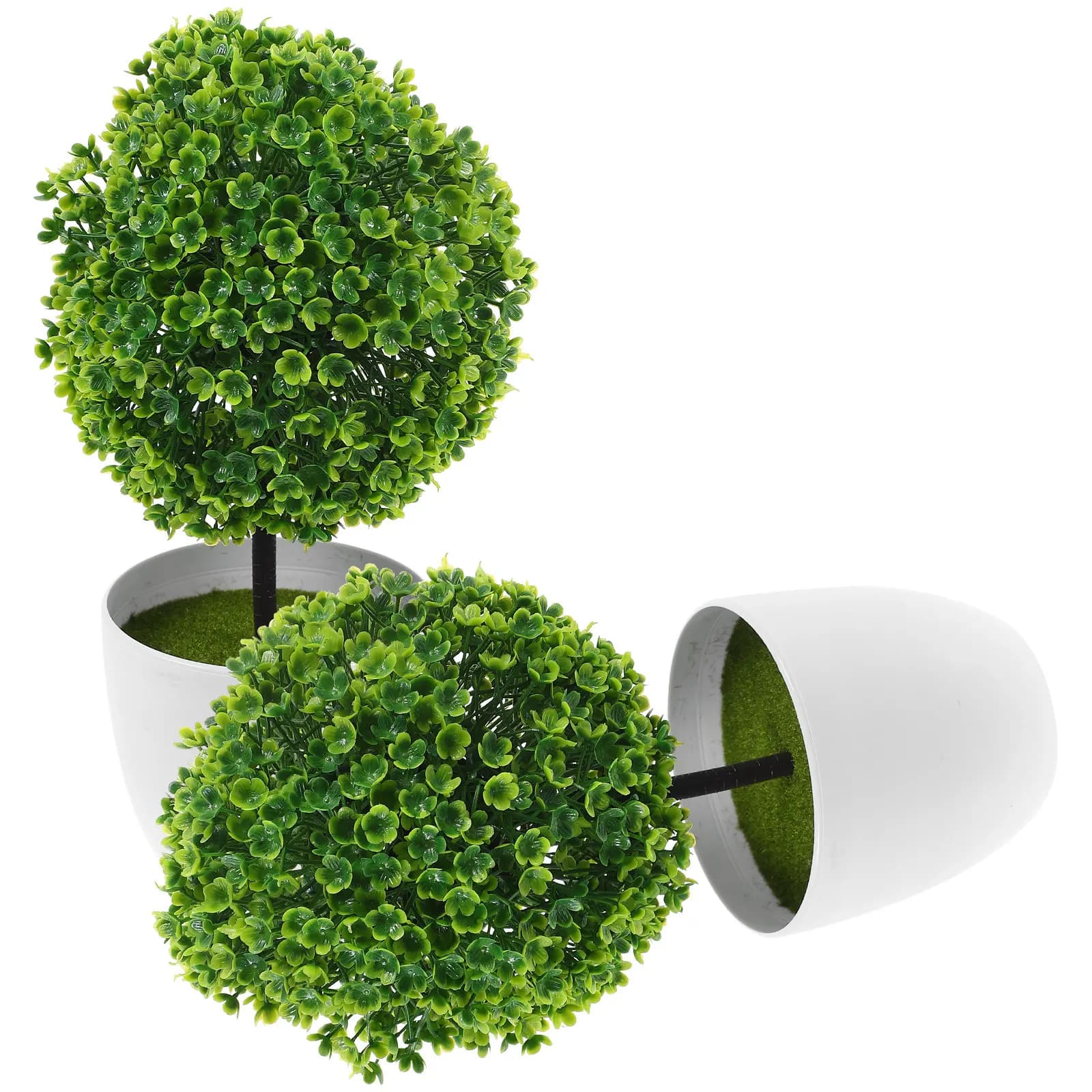 2 Pieces of Artificial Plants in Sfera, Simulated Plastic Flowers, Decorative Bonsai for Home, Office, Table, Desk, Miniature in Vase
