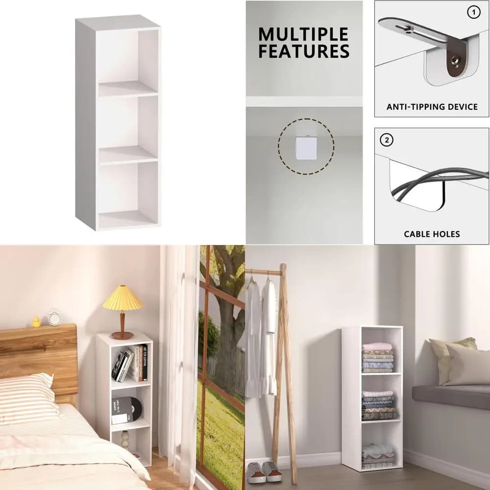 White cube organizer at 3 levels with open shelves for home, office or exhibition
