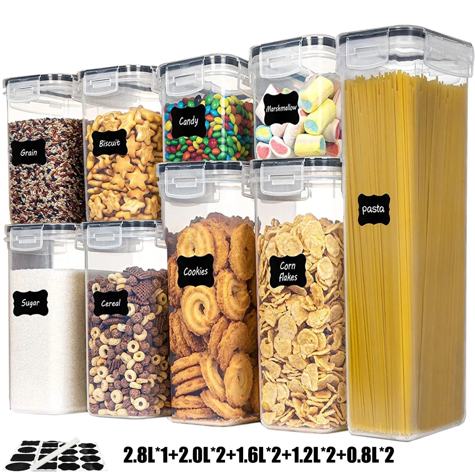 5/9 set di contenitori ermetici in plastica per alimenti senza BPA, per contenitori da cucina, microonde, frutta e gelato