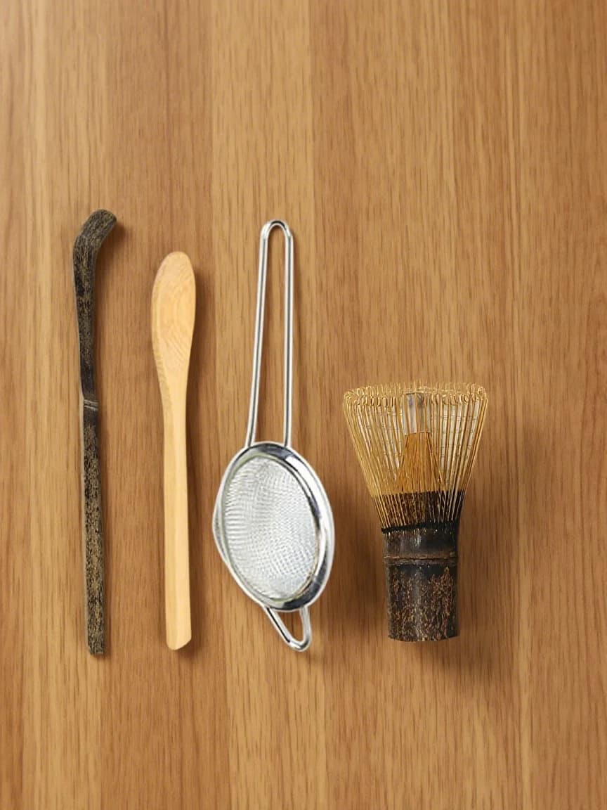 2/4PCS Frusta di bambù viola Cucchiaino da tè Frusta Matcha Cucchiaino da tè e paletta Filtri da tè Strumenti per la preparazione del tè, Kit iniziale Matcha perfetto