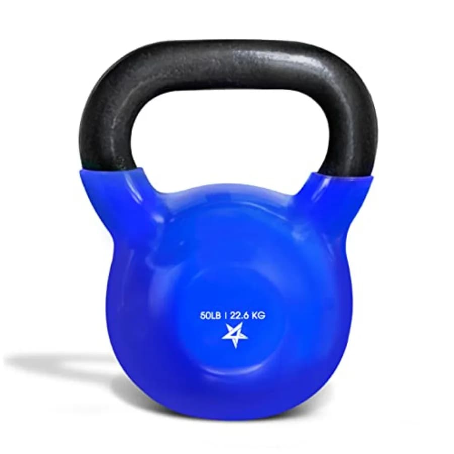 Kettlebell per allenamento di forza a casa, da 5-100 libbre, in ghisa rivestita in vinile, nero/rosso, impugnatura antiscivolo resistente per allenamenti total body