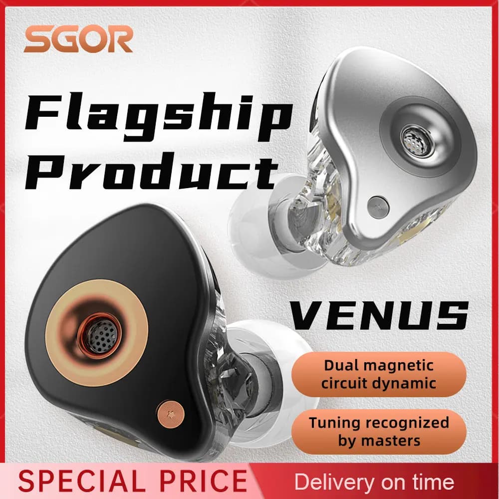 SGOR VENUS Auricolari dinamici HIFI Super Bass Auricolari In Ear Monitor Auricolari musicali Sport Cuffie con cancellazione del rumore di Sportt