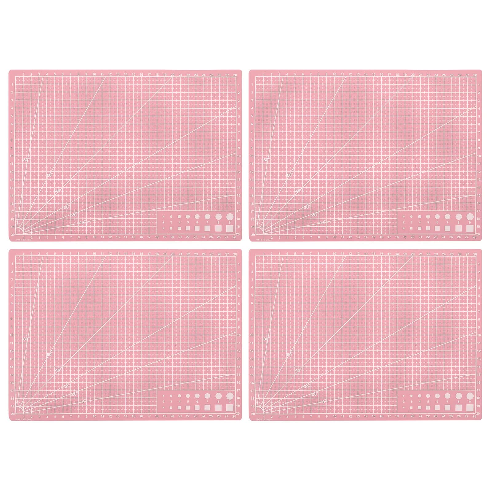 Set di 4 Tappetini da Taglio A4 Bifacciali Rosa, Autoriparanti per Artigianato, Cucito, Carta, Quilting, Incisione, Tavolo da Lavoro