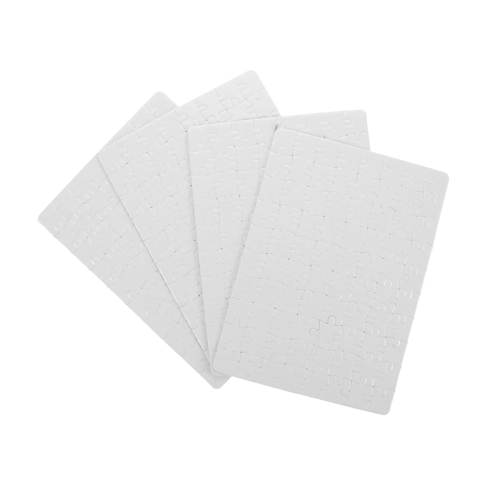 4 Sheets Blank Puzzle Pieces White Jigsaw Board DIY Craft Supplies for Sublimation Transfer Drawing Coloring Kids Creative Play