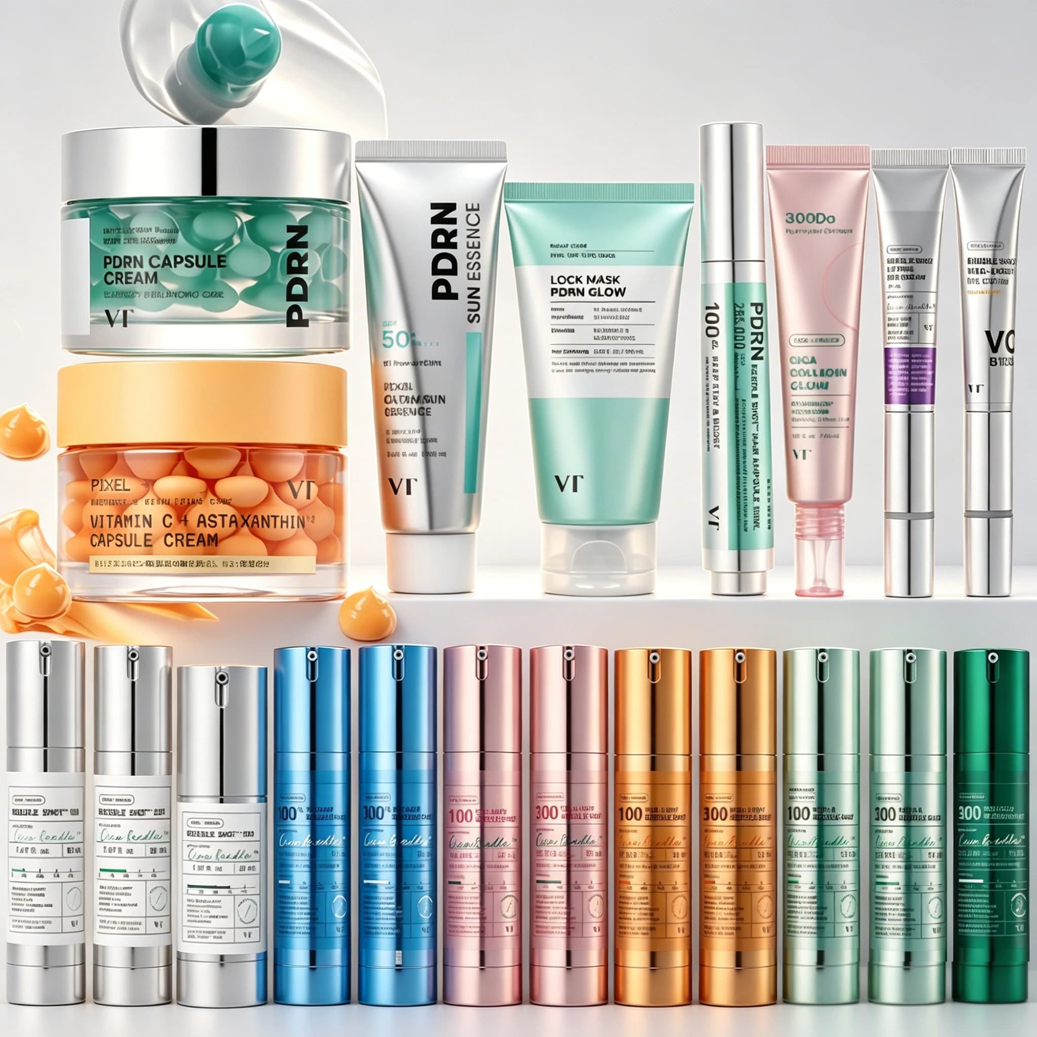 Vita-Light Microneedle Essence 100/300 Cica Reedle Micro Needle Serum PDRN VC Capsule Cream SPF50+ Sunblock Brightening Glow