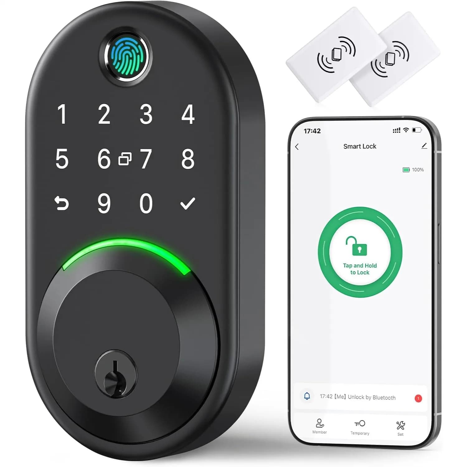 Smart Deadbolt Door Lock with Keypad Fingerprint Keyless Entry for Front Door Easy Installation