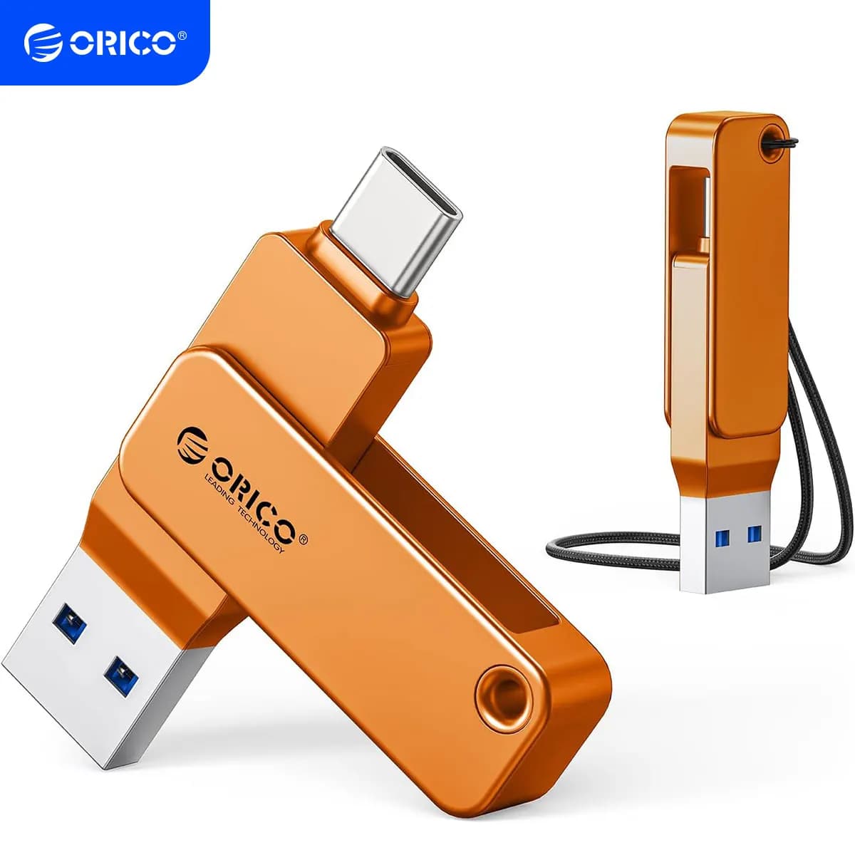 ORICO Chiavetta USB Dual con USB-C e USB-A, Mini Thumb Drive con Velocità di Lettura Fino a 150MB/s, 32/64/128/256GB per iPhone Serie 15/16/17