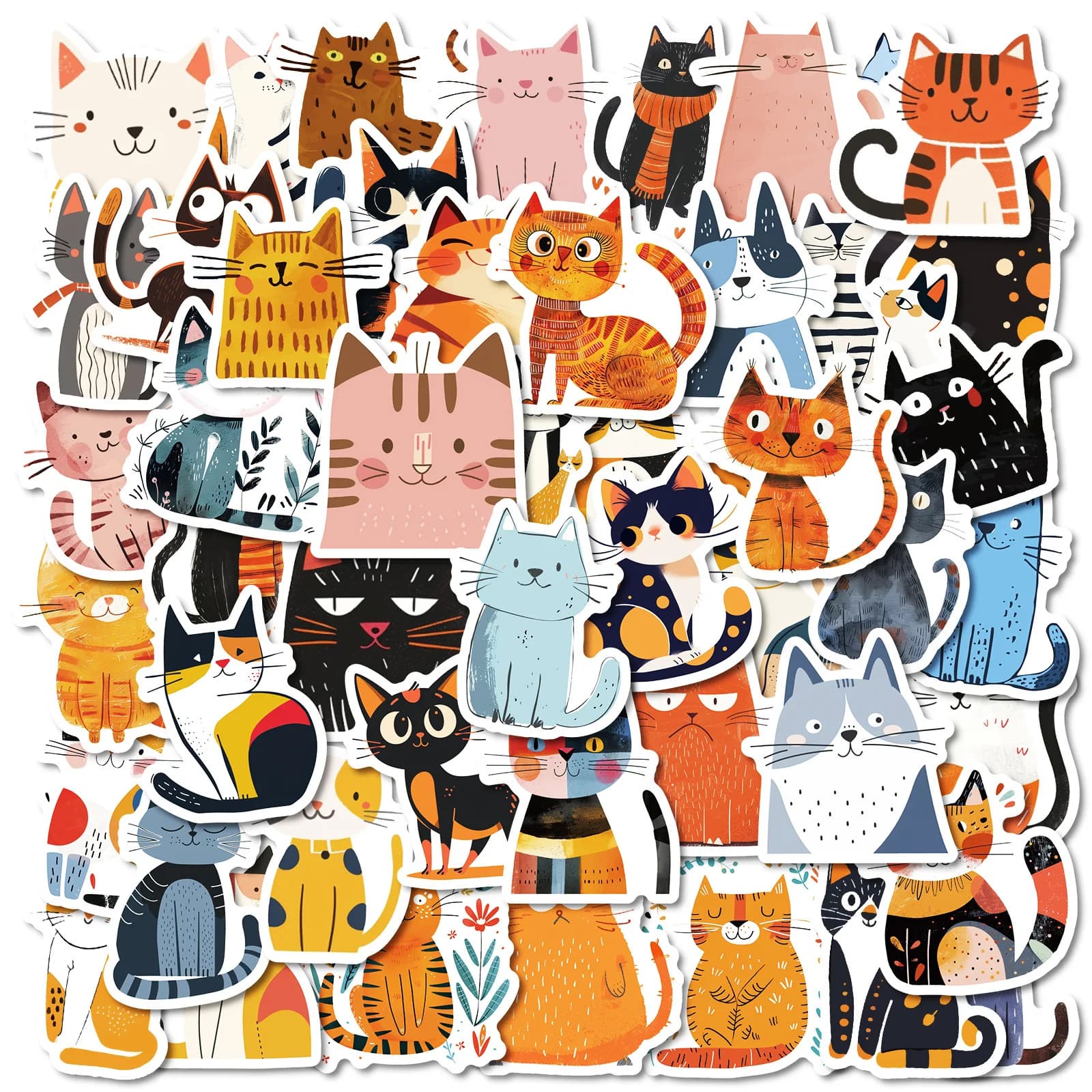 50 pezzi adesivi impermeabili gatto cartone animato fai da te frigorifero notebook notebook computer notebook tazza d'acqua decorazione bagagli