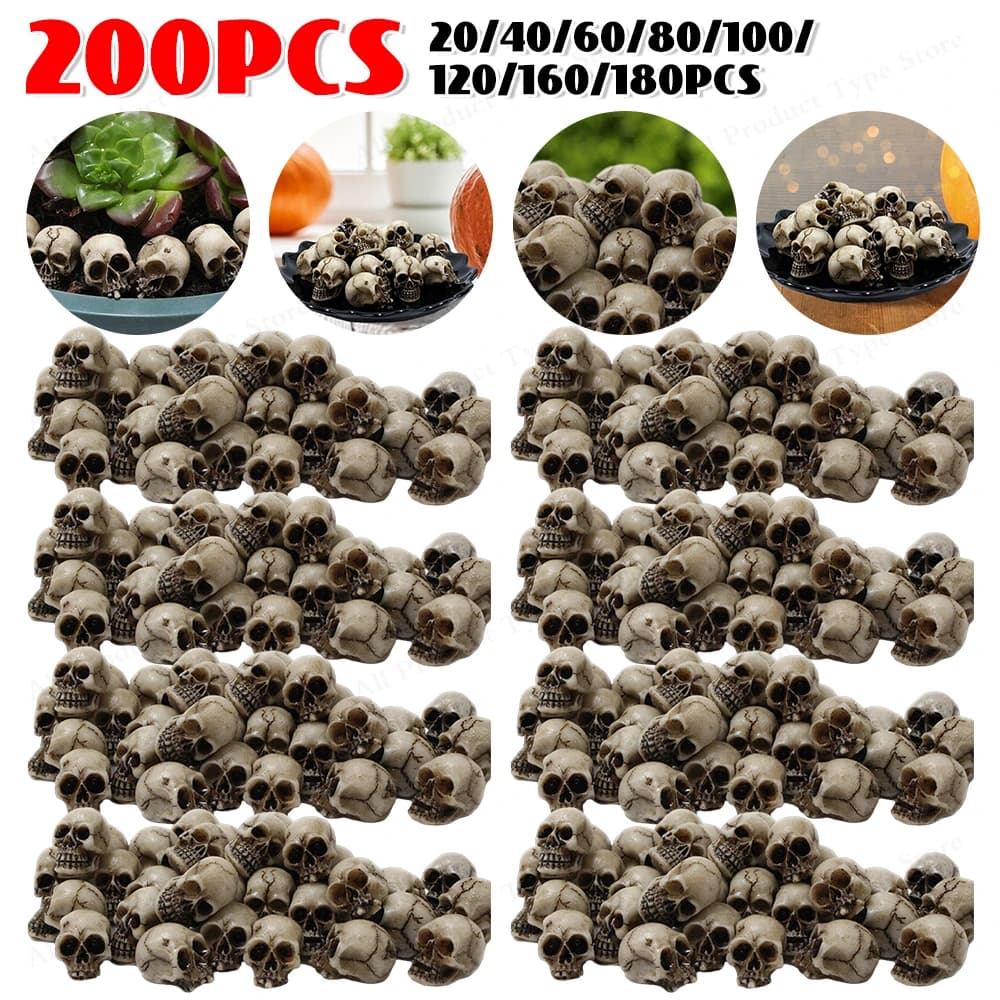 20-200PCS Gothic Skull Mushroom Sculptures Halloween Decoration Skeleton Mushroom Ornament Landscape Garden Potted Plant Decor