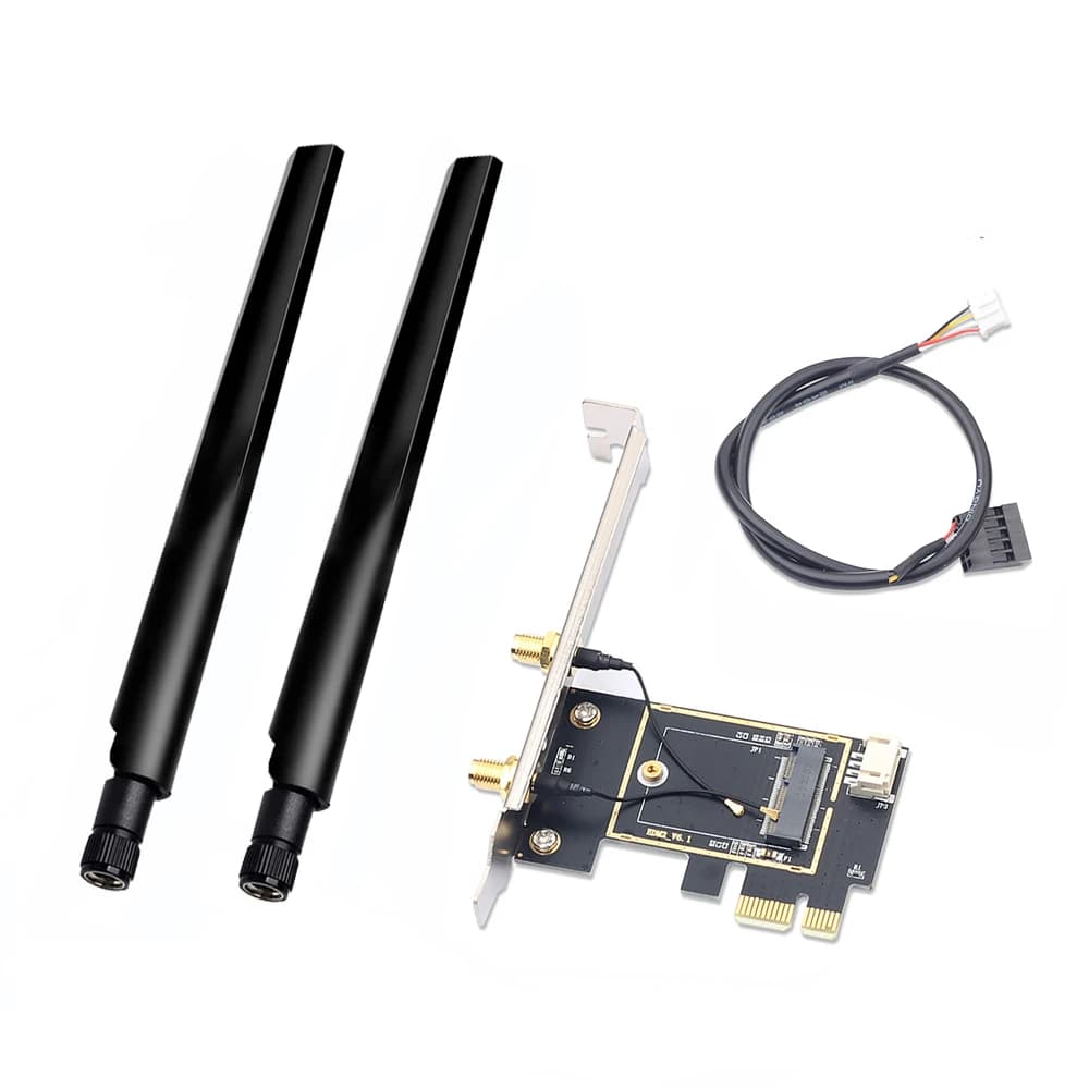 Convertitore adattatore wireless da M.2 a PCI Express con antenna 6DBi 2x NGFF M.2 WiFi Scheda Bluetooth per AX210 AX200