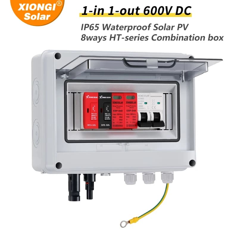 Quadro Combinatore Fotovoltaico Solare con Protezione da Fulmini 1 Ingresso 1 Uscita DC 600V Fusibile IP65 MCB SPD DB per Pannelli Solari