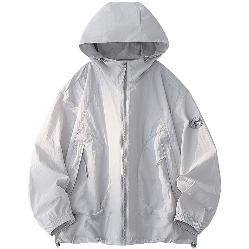 Giacca Estiva da Uomo con Cappuccio UPF50+ per Esterni, Ultra Sottile, Antivento, con Cerniera e Tasche, Polsini Elastici, Ideale per Escursionismo e Pesca
