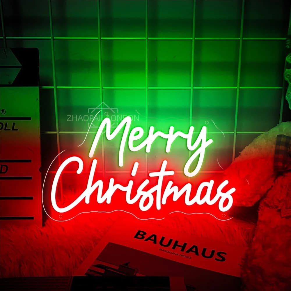 Luci al neon Buon Natale Decorazioni Camera Camera da letto Bar Club Caffetteria Negozio Appeso a parete Insegna al neon Luce a led Illuminazione natalizia Regalo