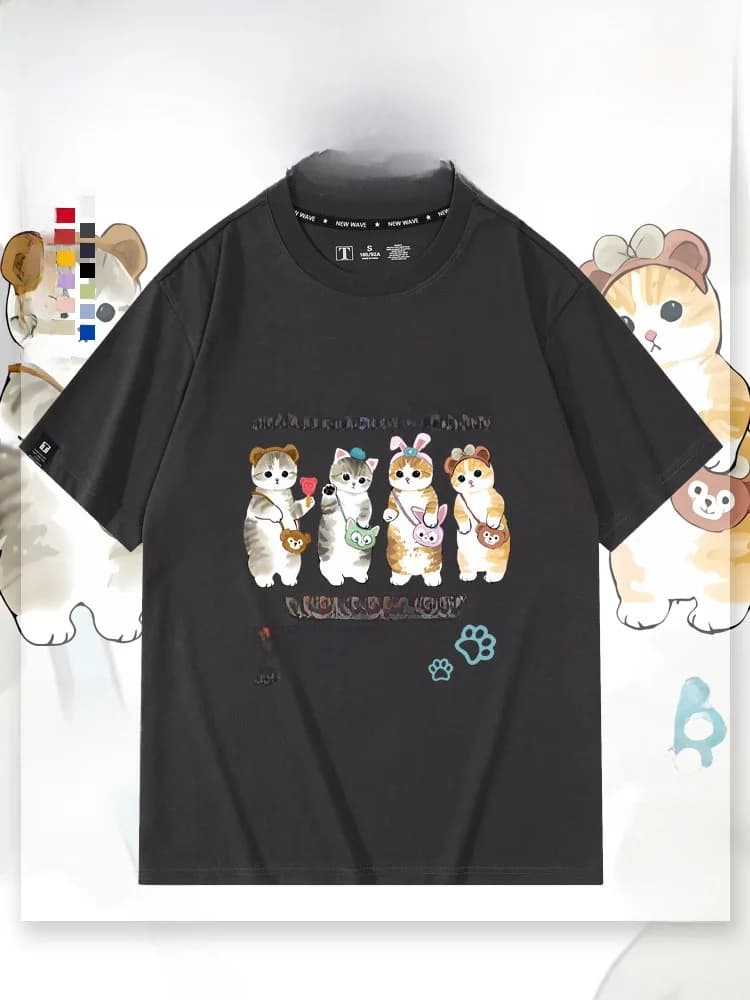 Cute Design Short Sleeve T-Shirt Casual Summer Top for Men And Women Couple Clothes Youth Fashion Cotton round Neck