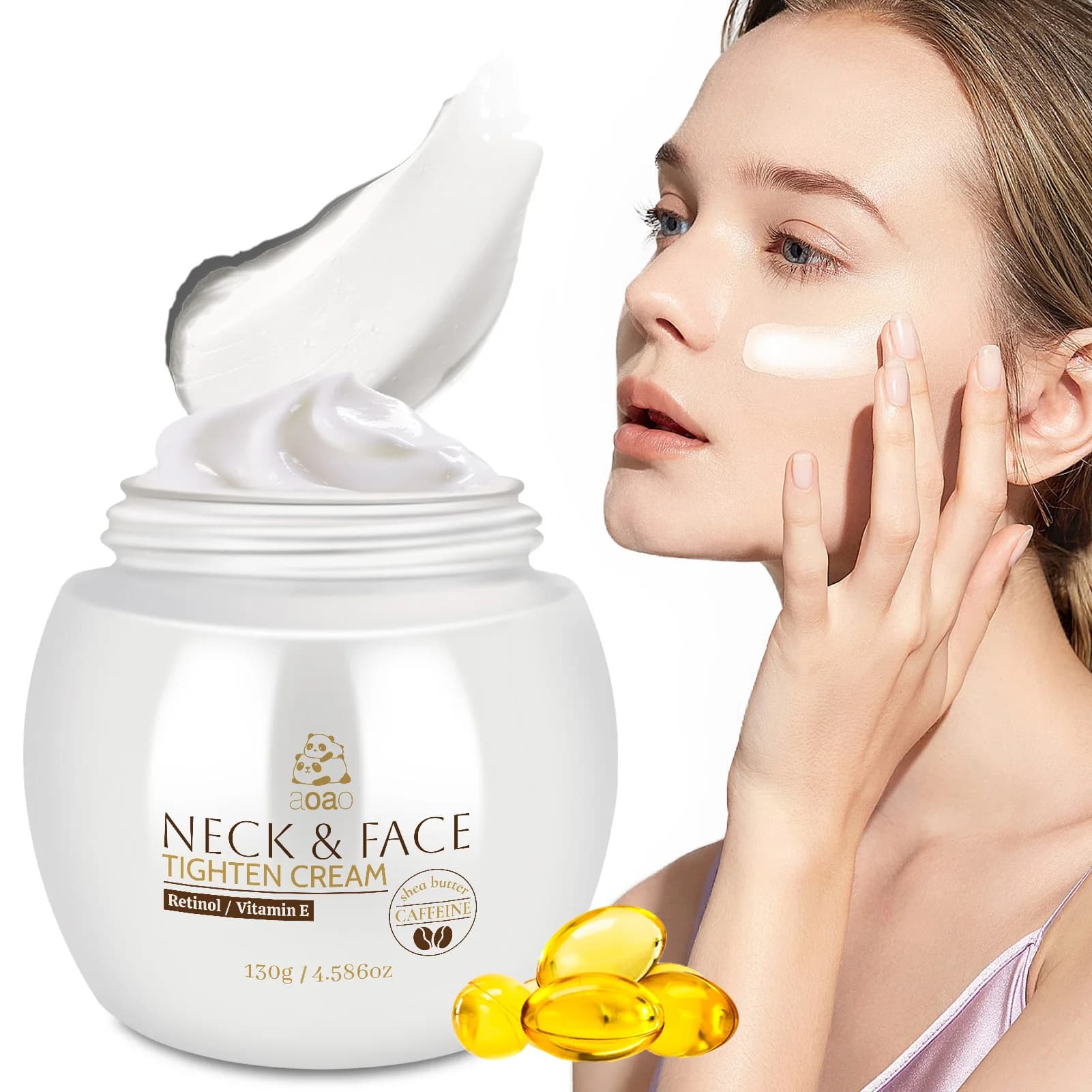 Facial and Neck Cream with Caffeine and Retinol Deep Hydrating Moisturizer for Day and Night Multi-Action Cream.