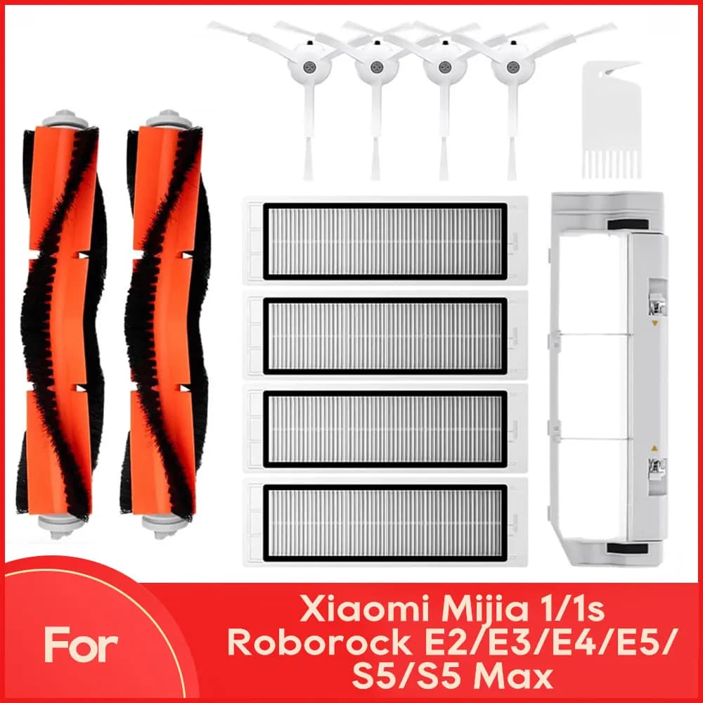 Compatibile con Xiaomi Mi Robot Vacuum Cleaner 1 / 1S SDJQR01RR SDJQR02RR Roborock E2 E3 E4 E5 S4 S4 Max S5 Spazzola Principale, Spazzola Laterale e Filtro