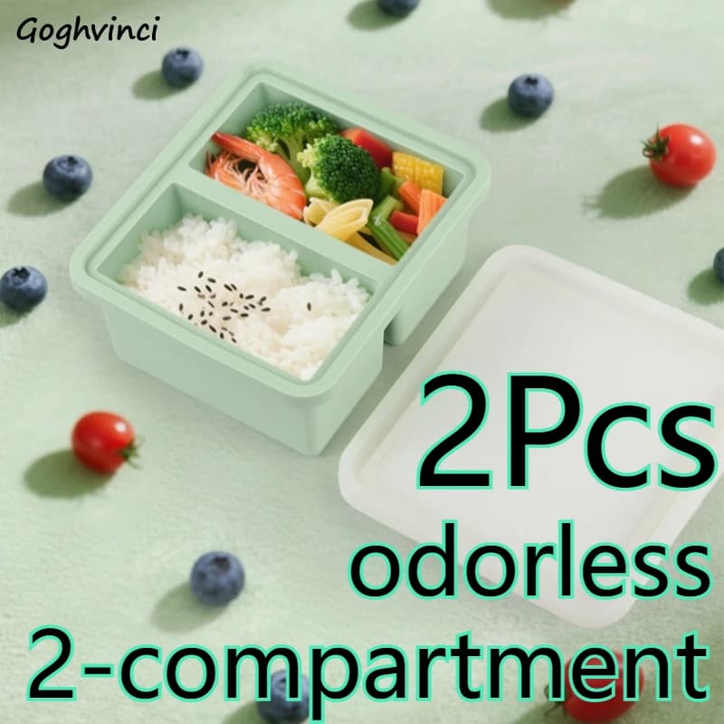 Contenitore per il pranzo, adatto al microonde, con scomparto per il congelatore, contenitore per la conservazione degli alimenti, portatile, facile da pulire, durevole, inodore, ermetico, 2 pezzi