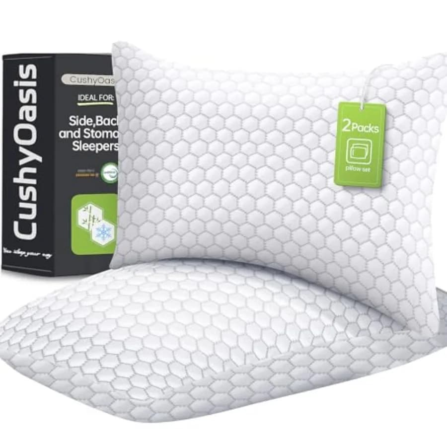 Cuscino in memory foam sminuzzato per dormire, set di 2 cuscini rinfrescanti, cuscini regolabili per chi dorme su un fianco, sulla schiena o sullo stomaco