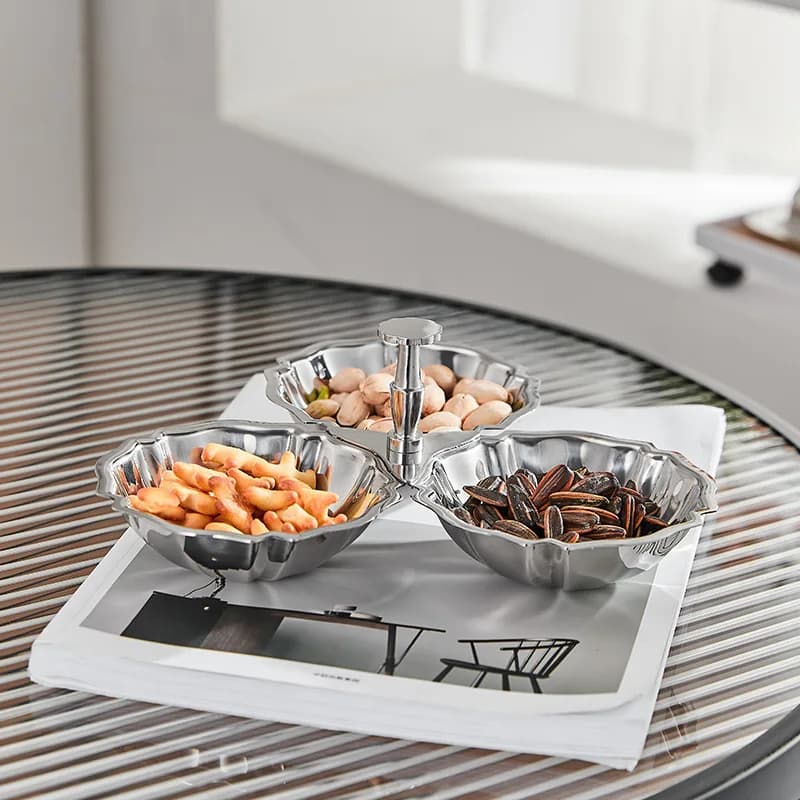 Piatto di Servizio Portatile di Lusso per Dessert e Antipasti, Ciotola in Acciaio Inox Premium per Snack e Frutta Secca, Decorazione per Bar e Soggiorno