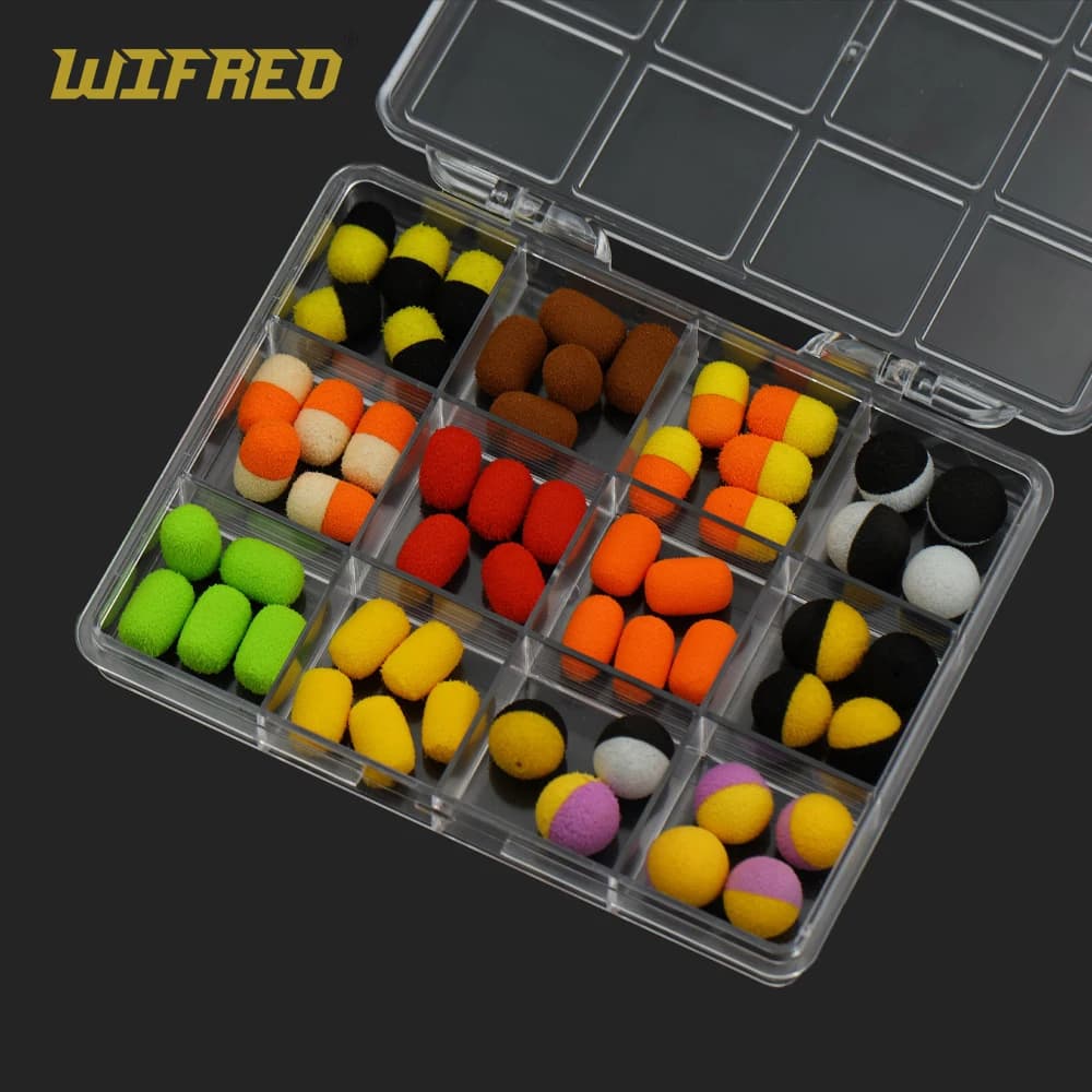 Wifreo 55 Pz / Box Cylinder and Roll Fishing Foam To Carpa Pop Up Boilies Soft Artificial bait Zig Rig Hair Rig Hook Terminal Equipment
