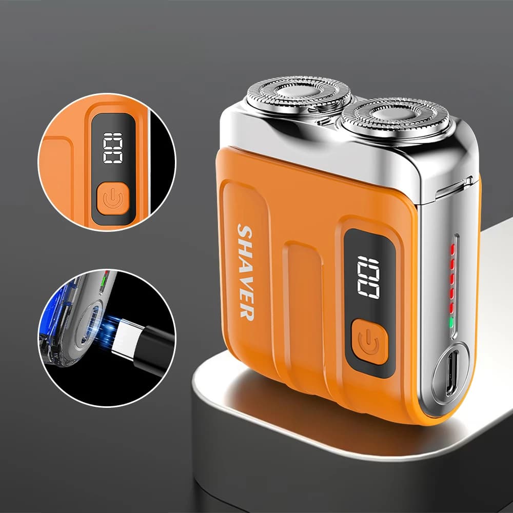Smart Electric Shaver Digital Display Travel Shaver Mini Double Blade Portable Shaving Shaver Waterproof Rechargeable
