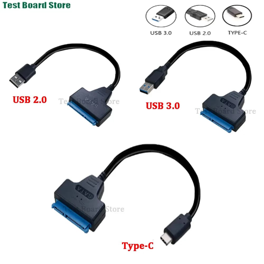Cavo SATA a USB 3.0/2.0/tipo C da 1 PC fino a 6 Gbps per disco rigido SSD HDD esterno da 2,5 pollici Adattatore SATA 3 a 22 pin da USB a SATA III