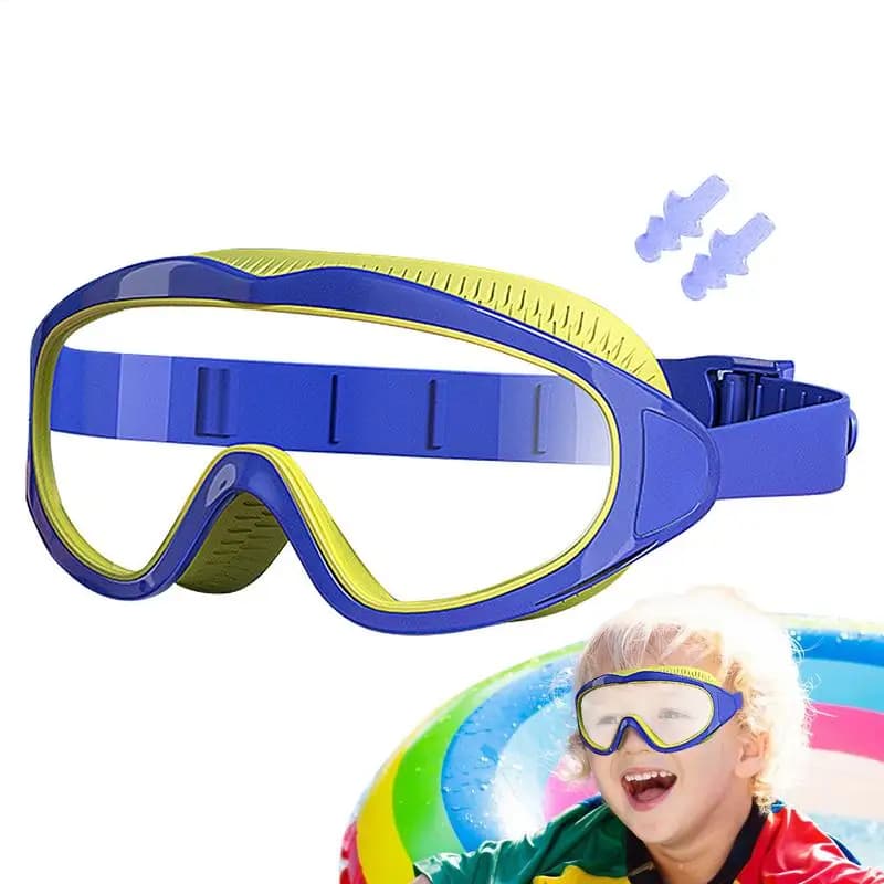 Occhialini da nuoto per bambini Occhiali da piscina con tappi per le orecchie impermeabili Occhialini da nuoto con montatura grande ed eleganti antiappannamento UV per adulti