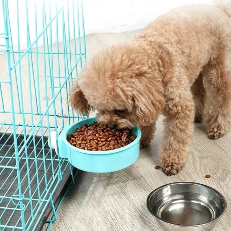 Ciotola Sospesa in Acciaio Inossidabile per Animali Domestici, Ciotola Anti-Ribaltamento da Montare sulla Gabbia per Cibo e Acqua, Mangiatoia Rimovibile per Cani, Gatti e Piccoli Animali