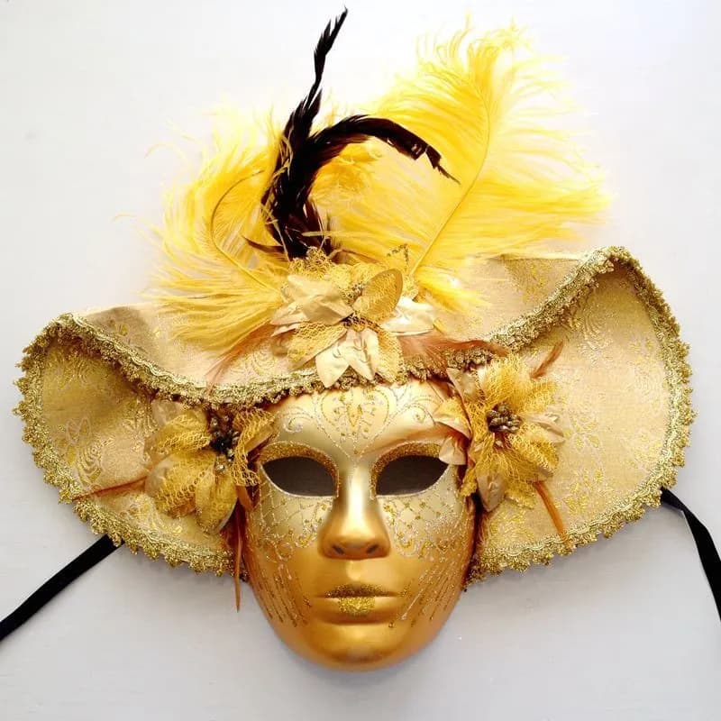 Carnevale Italia Venezia Maschera a pieno facciale Cappello grande Stile Maschera con piume dipinte Puntelli di Halloween Accessorio cosplay da palcoscenico