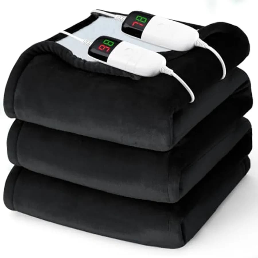 Coperta Elettrica Riscaldante - 213 x 229 cm, con Doppio Controllo, 10 Livelli di Riscaldamento e Spegnimento Automatico dopo 8 Ore, Morbida e Calda