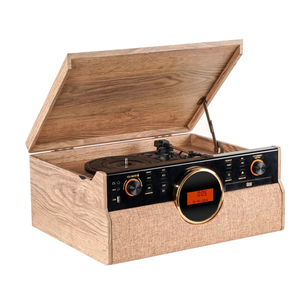 Giradischi Multifunzione USB SD con Registratore, Grammofono Bluetooth e Altoparlanti Stereo