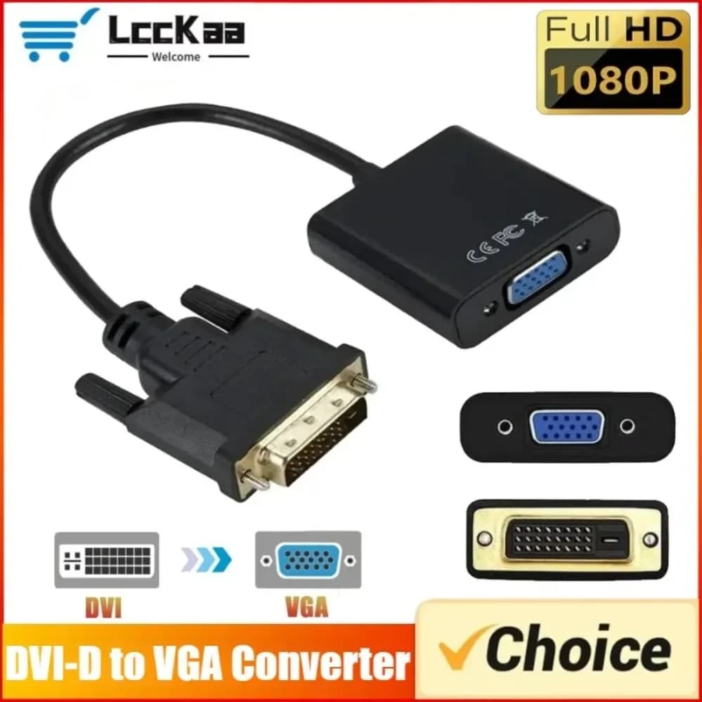 Adattatore DVI-D DVI a VGA Convertitore cavo video Full HD 1080P 24 + 1 Convertitore cavo da 25 pin a 15 pin per PC Monitor TV