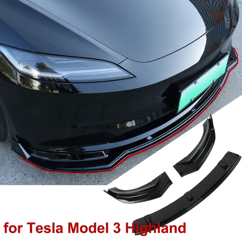 Per Tesla nuovo modello 3 Highland 2024 paraurti anteriore Lip Splitter Spoiler Guard diffusore accessori per la protezione esterna Kit corpo
