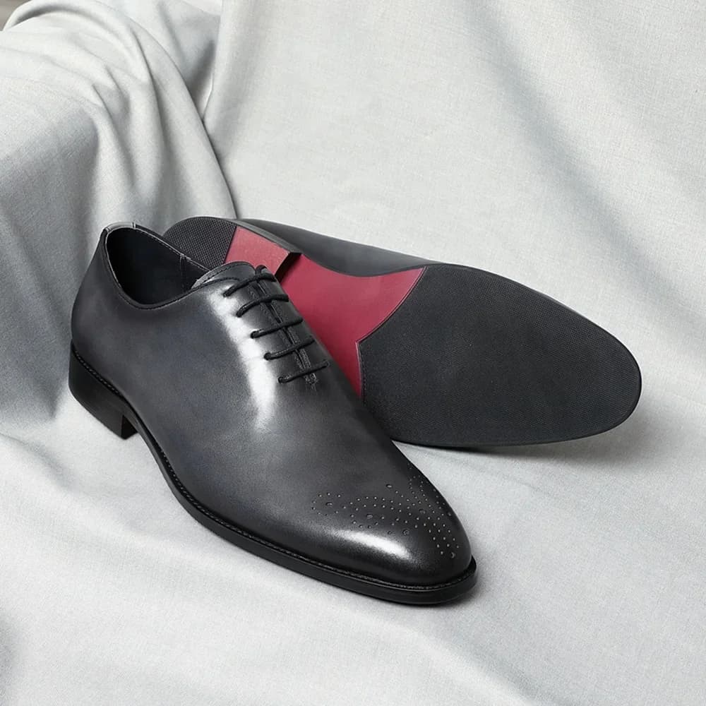 Scarpe Eleganti da Uomo di Lusso, Stile Italiano Artigianale, in Vera Pelle Naturale, Calzature Oxford per Abiti Formali