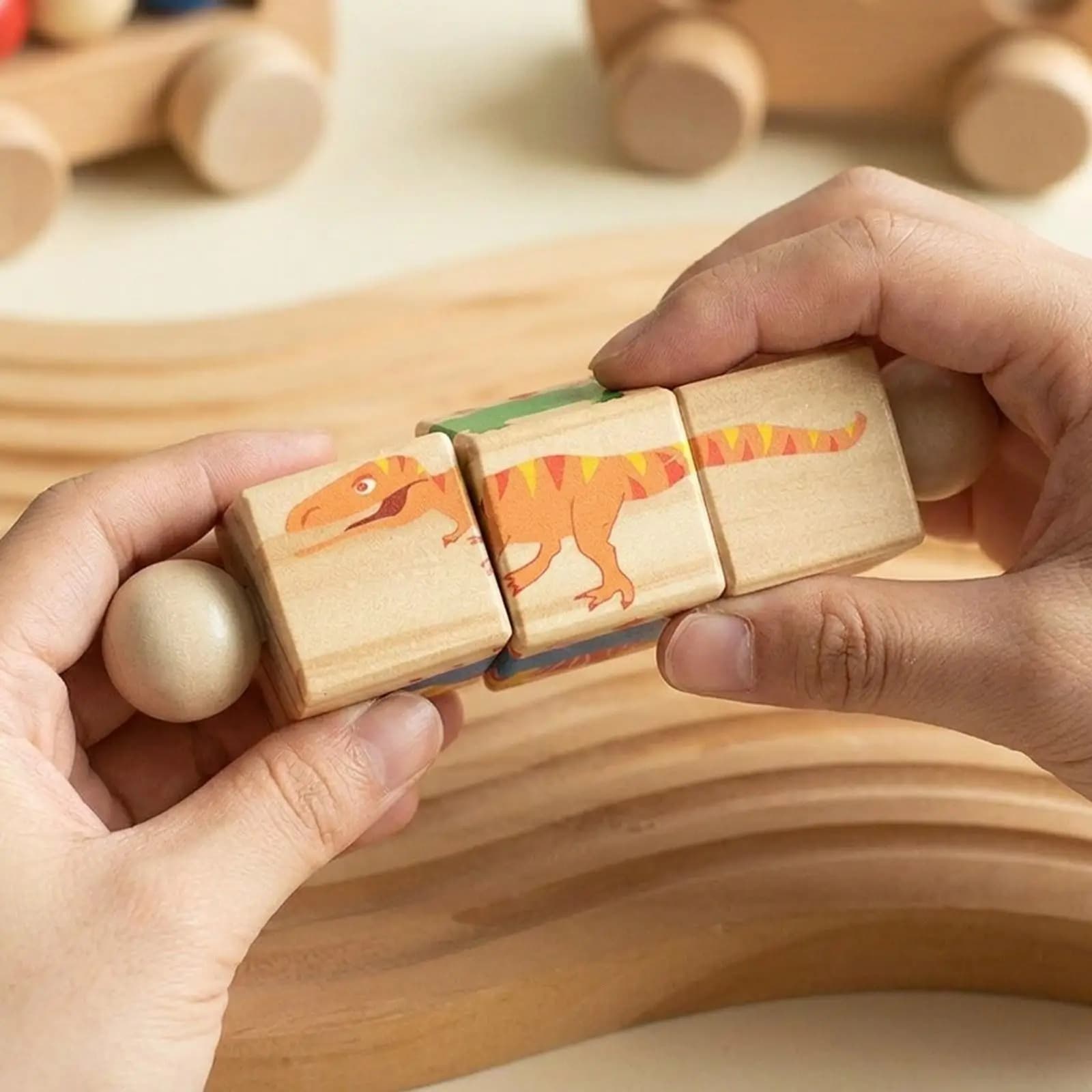 Gioco di Puzzle Rotante in Legno per lo Sviluppo Cognitivo, Blocchi di Costruzione, Rompicapo per Bambini, Abilità Motorie